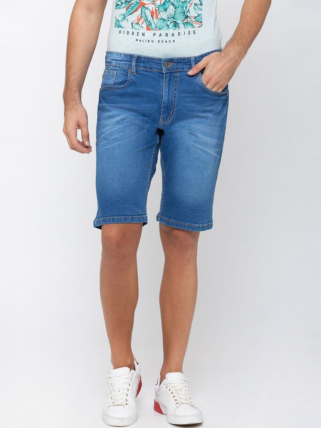Men Blue Regular Fit Denim Shorts - HB INDUSTRIES - Shorts - 