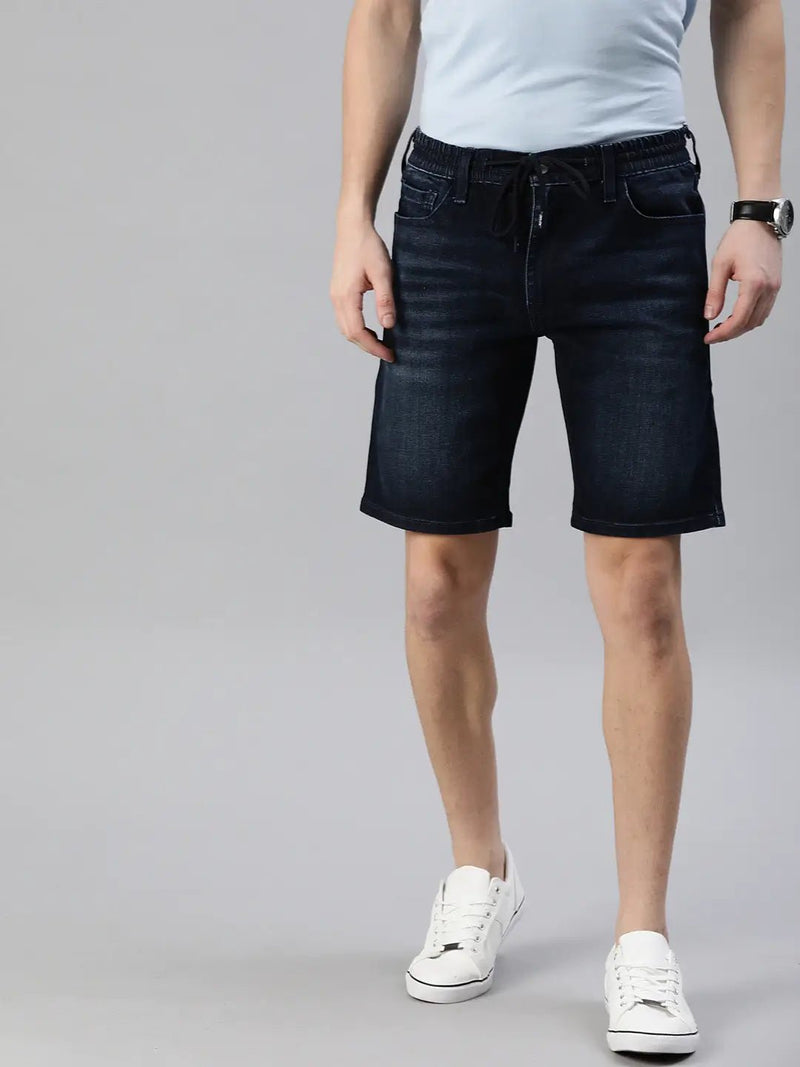 Men Blue Washed 502 Regular Tapered Fit Denim Shorts - HB INDUSTRIES - Shorts - 