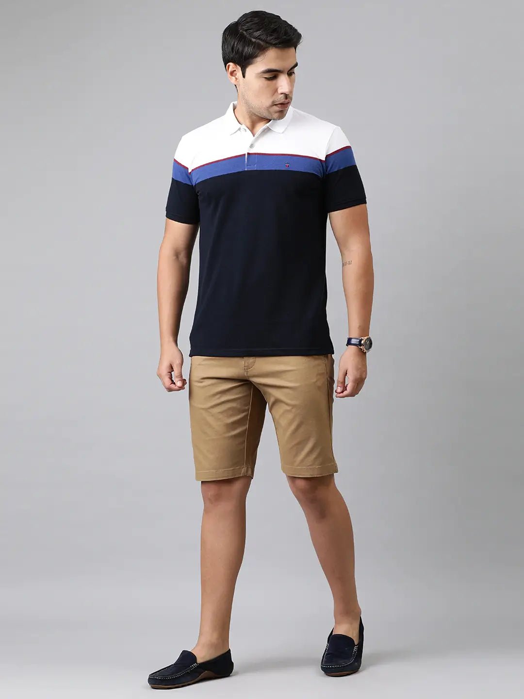 Men Khaki - Coloured Solid Slim Fit Regular Shorts - HB INDUSTRIES - Shorts - 