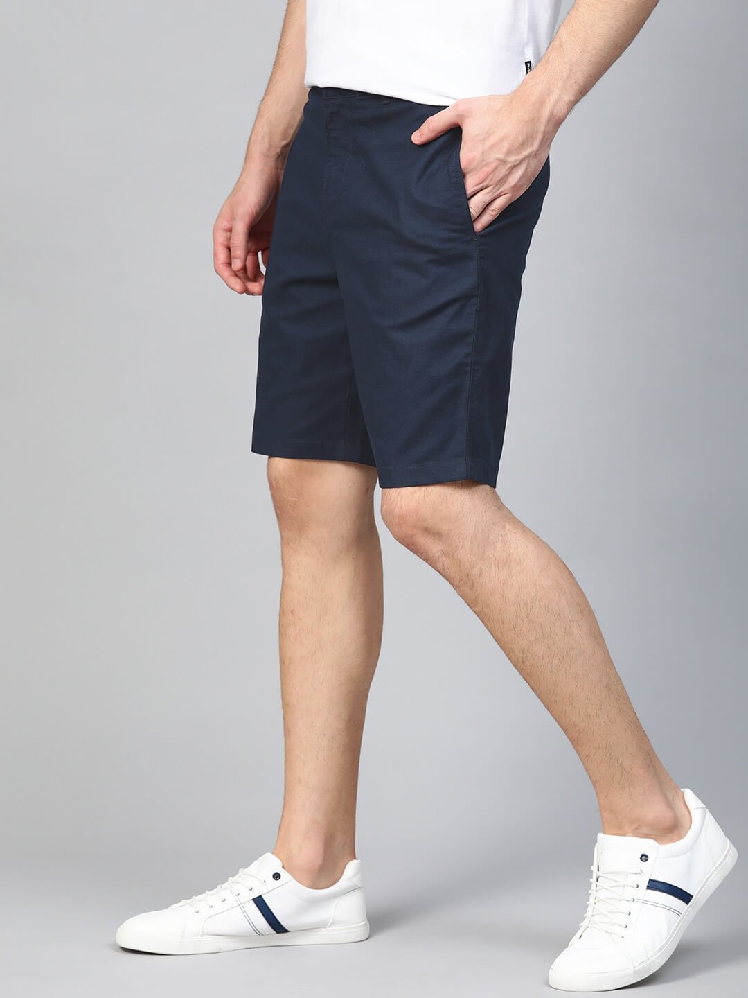 Men Navy Blue Checked Regular Fit Regular Shorts - HB INDUSTRIES - Shorts - 