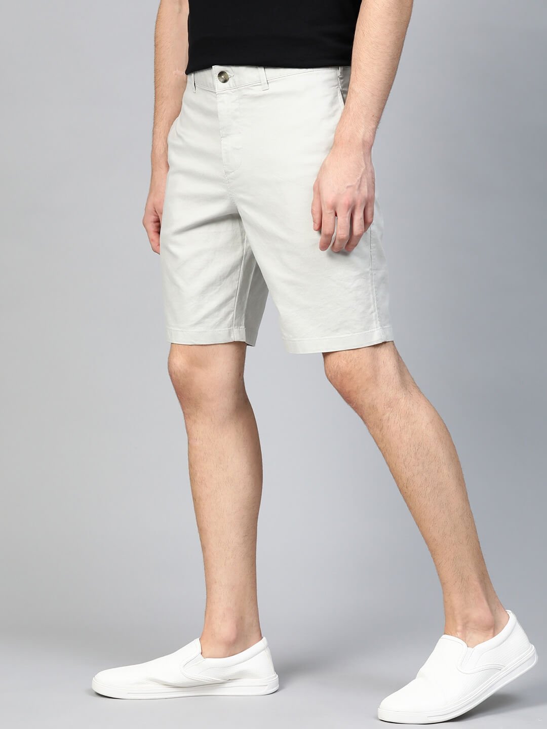 Men Off - White Self - Checked Regular Fit Shorts - HB INDUSTRIES - Shorts - 