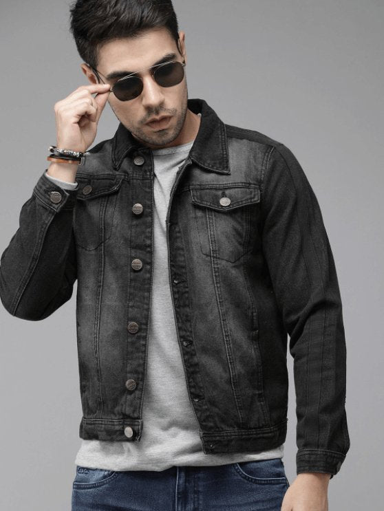 Mens Denim Jacket Black - HB INDUSTRIES - Denim Jacket - 