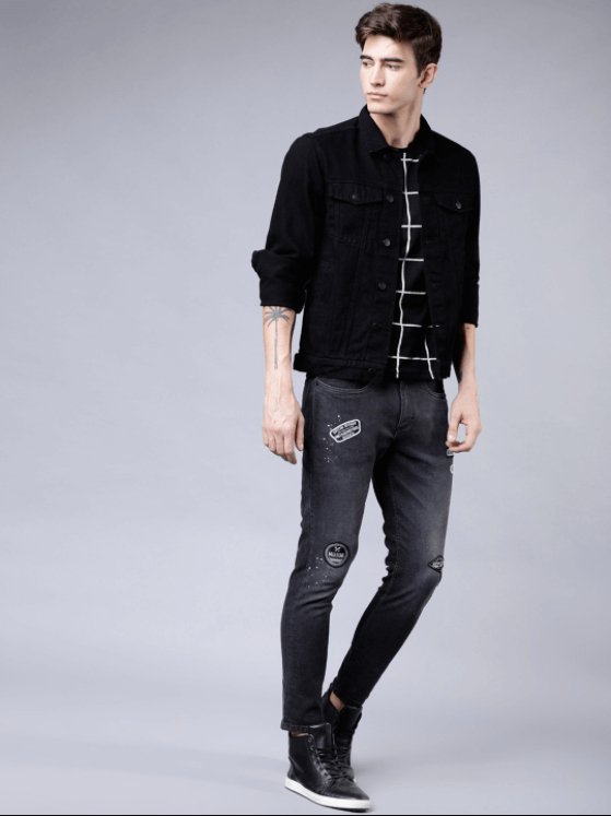 Mens black denim jacket sale hotsell