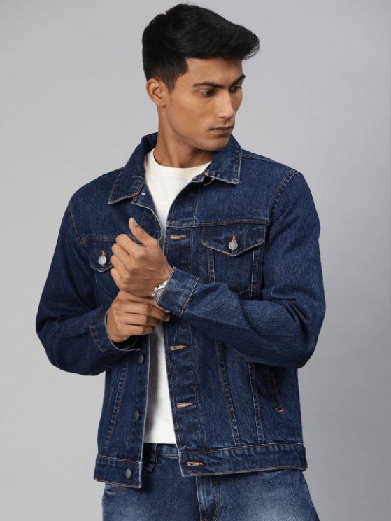 Mens Denim Jacket Dark Blue - HB INDUSTRIES - Denim Jacket - 