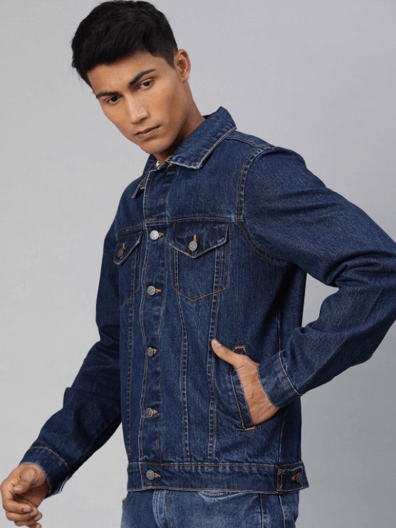 Mens Denim Jacket Dark Blue - HB INDUSTRIES - Denim Jacket - 