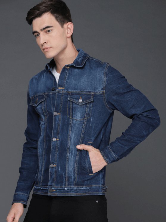 Mens Denim Jacket Dark Blue - HB INDUSTRIES - Denim Jacket - 