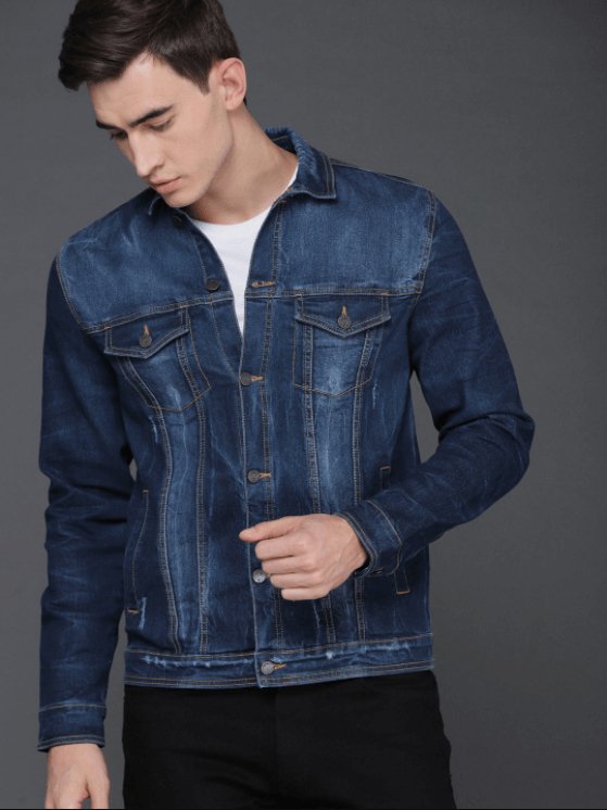 Mens Denim Jacket Dark Blue - HB INDUSTRIES - Denim Jacket - 