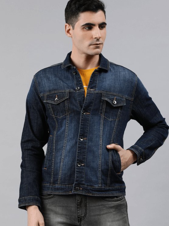 Mens Denim Jacket Dark Blue - HB INDUSTRIES - Denim Jacket - 