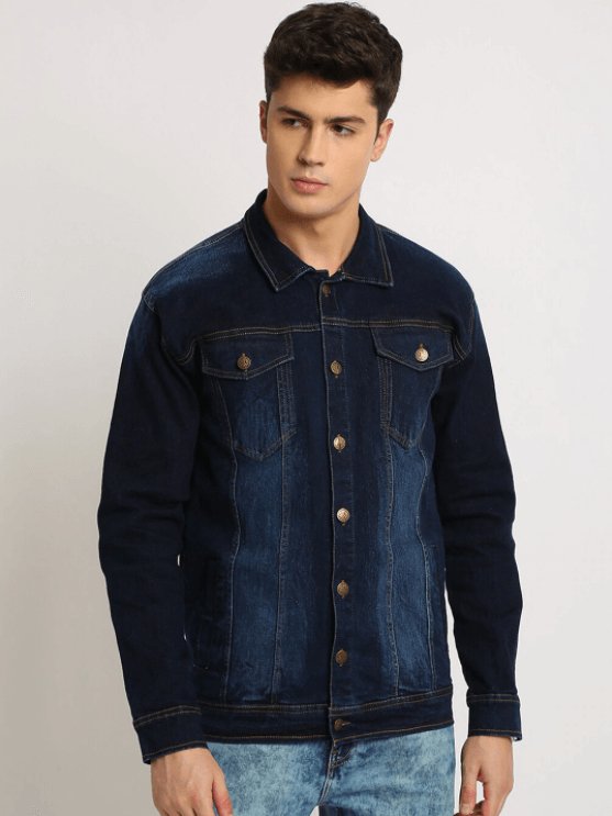 Mens Denim Jacket Dark Blue - HB INDUSTRIES - Denim Jacket - 