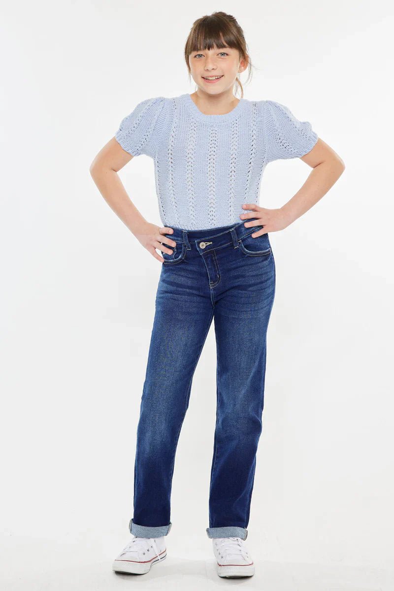 Milly Mid Rise Straight Kids Jeans - HB INDUSTRIES - Girls Jeans - 