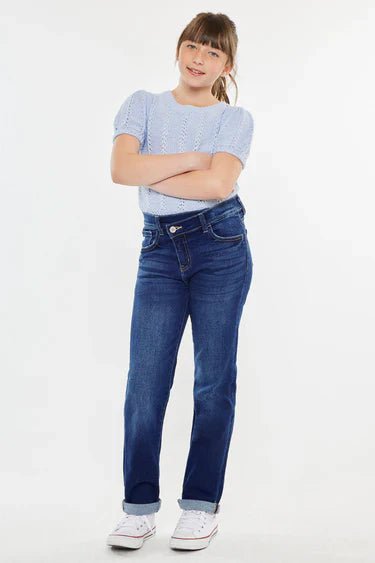 Milly Mid Rise Straight Kids Jeans - HB INDUSTRIES - Girls Jeans - 