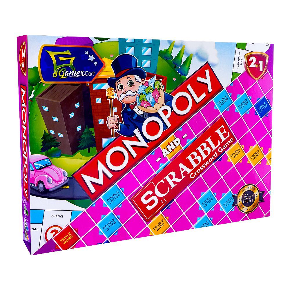 Monopoly And Scrabble 2 - In - 1 Crossword Game - HB INDUSTRIES - Board Games - 