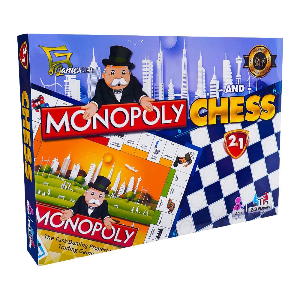 Monopoly & Chess 2 - In - 1 Board Game, For 7+ Years - HB INDUSTRIES - Board Games - 