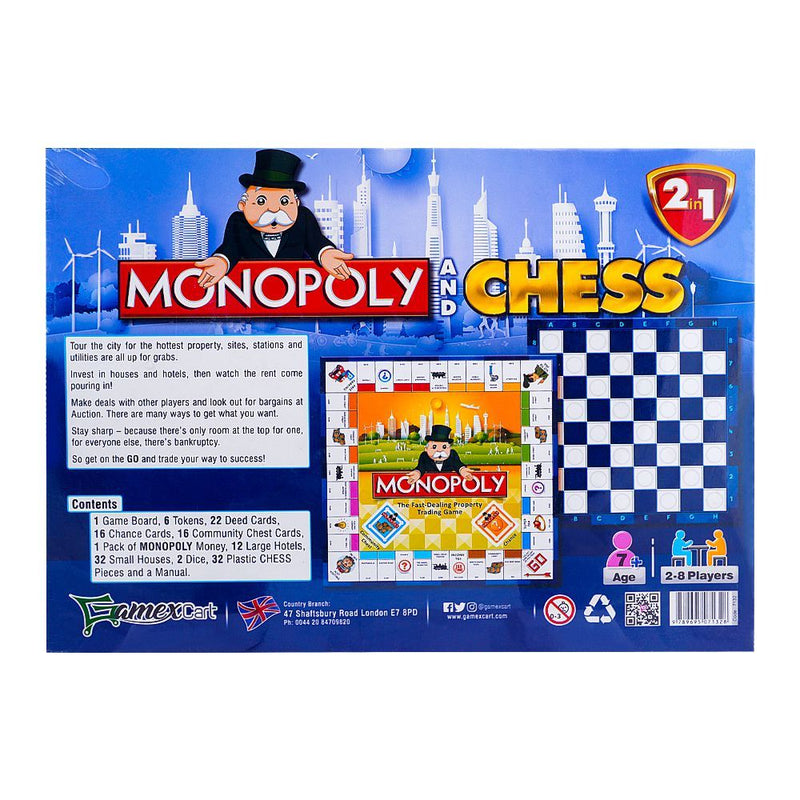 Monopoly & Chess 2 - In - 1 Board Game, For 7+ Years - HB INDUSTRIES - Board Games - 