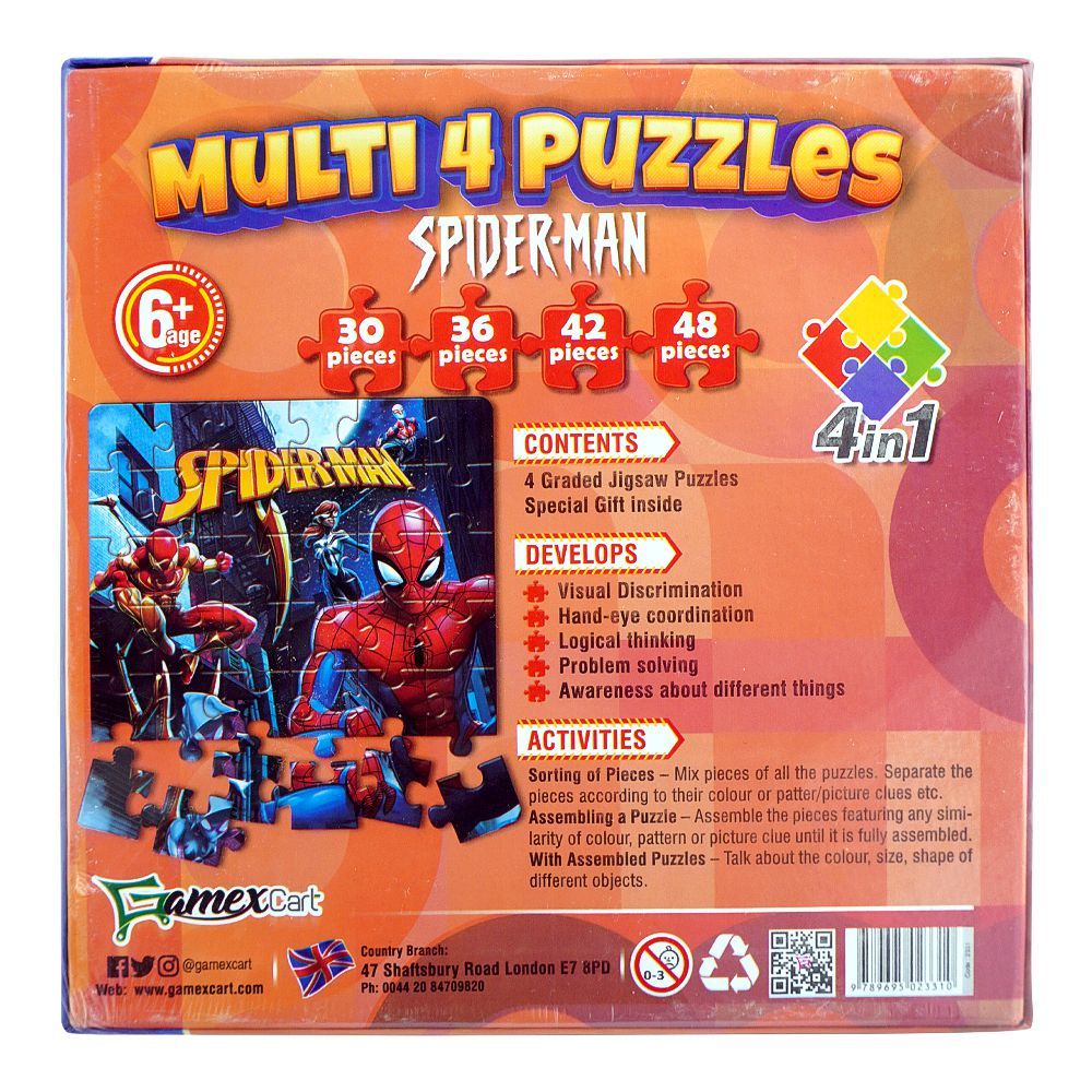 Multi 4 Puzzles 4 - In - 1 Spider - Man - HB INDUSTRIES - Board Games - 