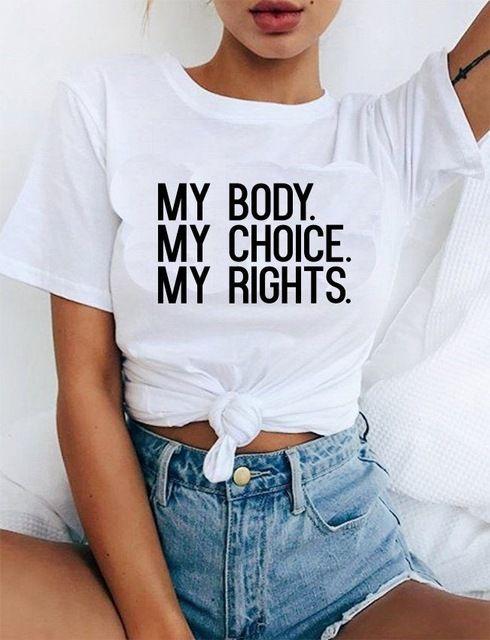My Body My Choice My Rights Print T - Shirt For Elegant Women - HB INDUSTRIES - Tops & T - Shirts - 