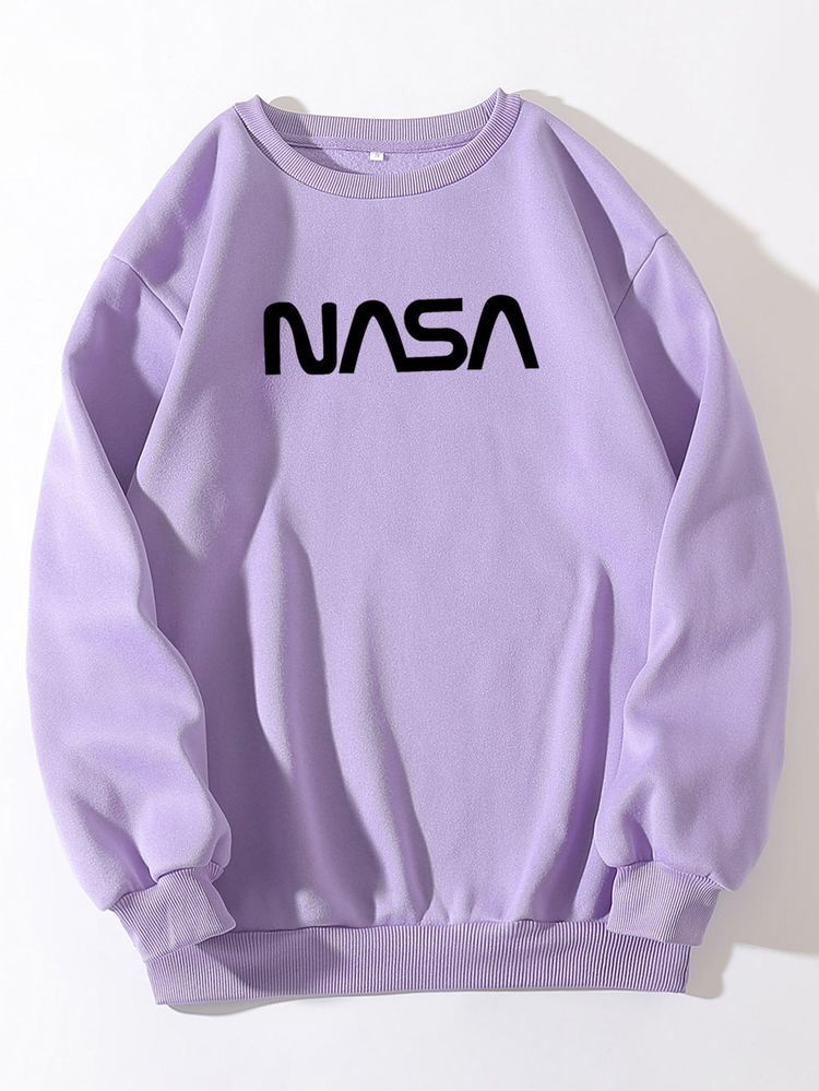 Nasa Purple Fleece Full Sleeves Pull Over Sweatshirt For Women - HB INDUSTRIES - Hoodies & Sweatshirts - 