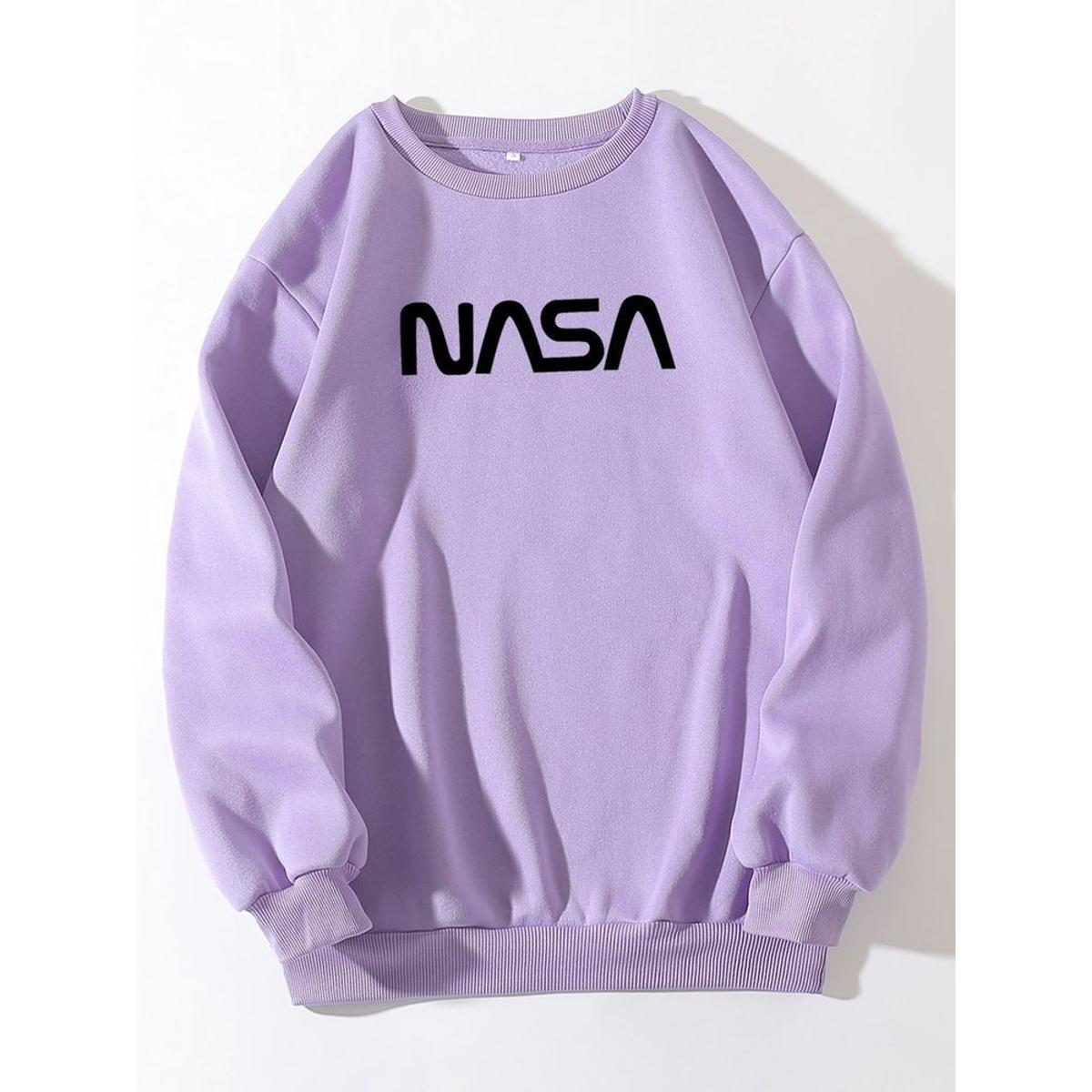 Nasa Purple Fleece Full Sleeves Pull Over Sweatshirt For Women - HB INDUSTRIES - Hoodies & Sweatshirts - 