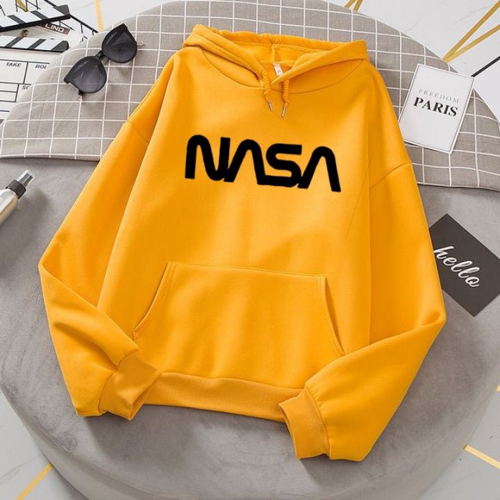 Nasa Yellow Fleece Full Sleeves Pull Over Hoodie For Women - HB INDUSTRIES - Hoodies & Sweatshirts - 