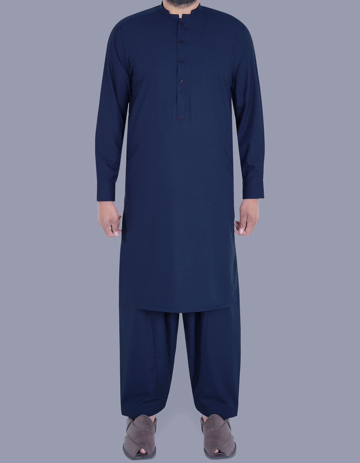 Navy Blue Basic Shalwar Kameez - HB INDUSTRIES - Shalwar Kameez - 