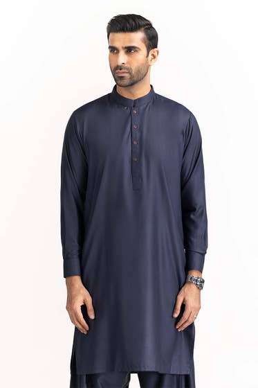 Navy Blue Basic Shalwar Kameez - HB INDUSTRIES - Shalwar Kameez - 