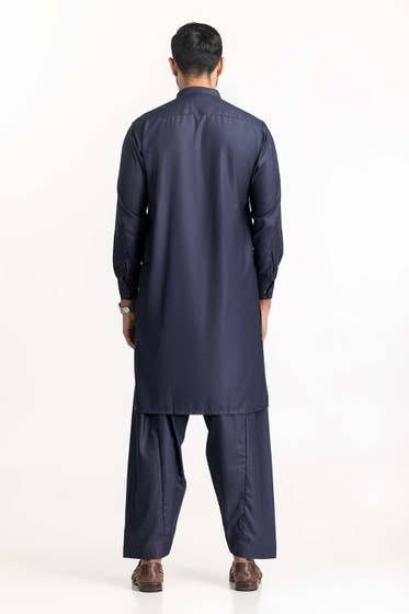 Navy Blue Basic Shalwar Kameez - HB INDUSTRIES - Shalwar Kameez - 