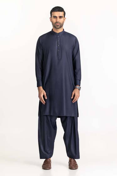 Navy Blue Basic Shalwar Kameez - HB INDUSTRIES - Shalwar Kameez - 