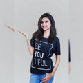 Navy Blue Beautiful Cotton Printed T-Shirt For Women