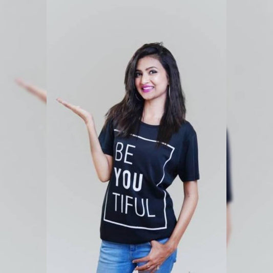 Navy Blue Beautiful Cotton Printed T - Shirt For Women - HB INDUSTRIES - Tops & T - Shirts - 