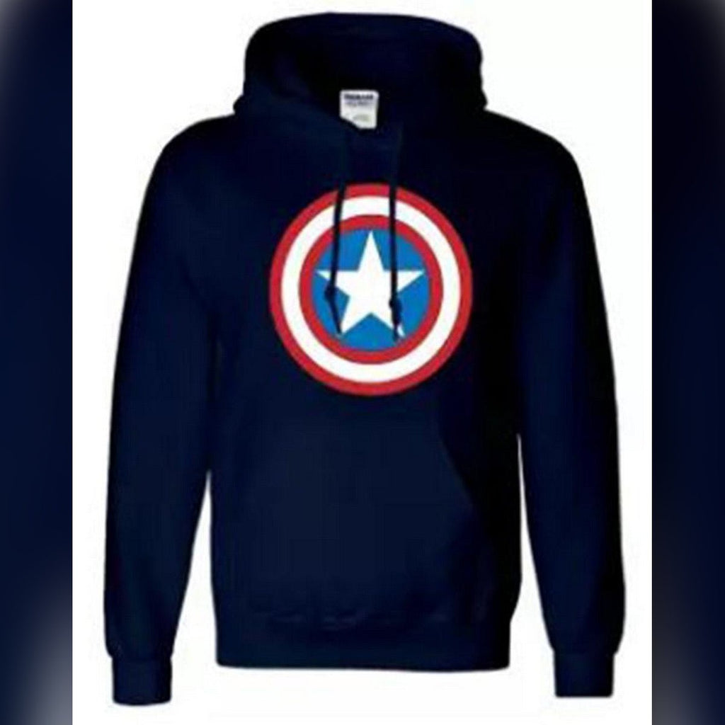 Navy Blue Cotton Printed Captain America Hoodie For Men - HB INDUSTRIES - Hoodie & Sweatshirt - 