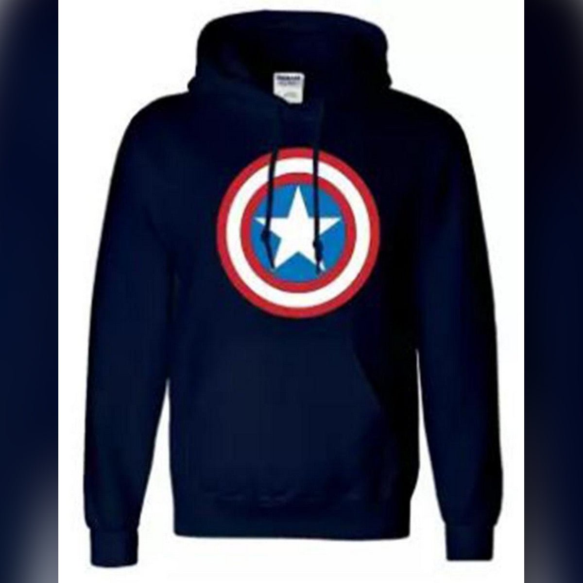 Navy Blue Cotton Printed Captain America Hoodie For Men - HB INDUSTRIES - Hoodie & Sweatshirt - 
