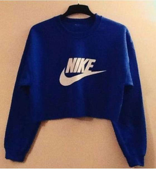 NAVY BLUE CROPPED SWEATSHIRT FOR womens - HB INDUSTRIES - Hoodies & Sweatshirts - 