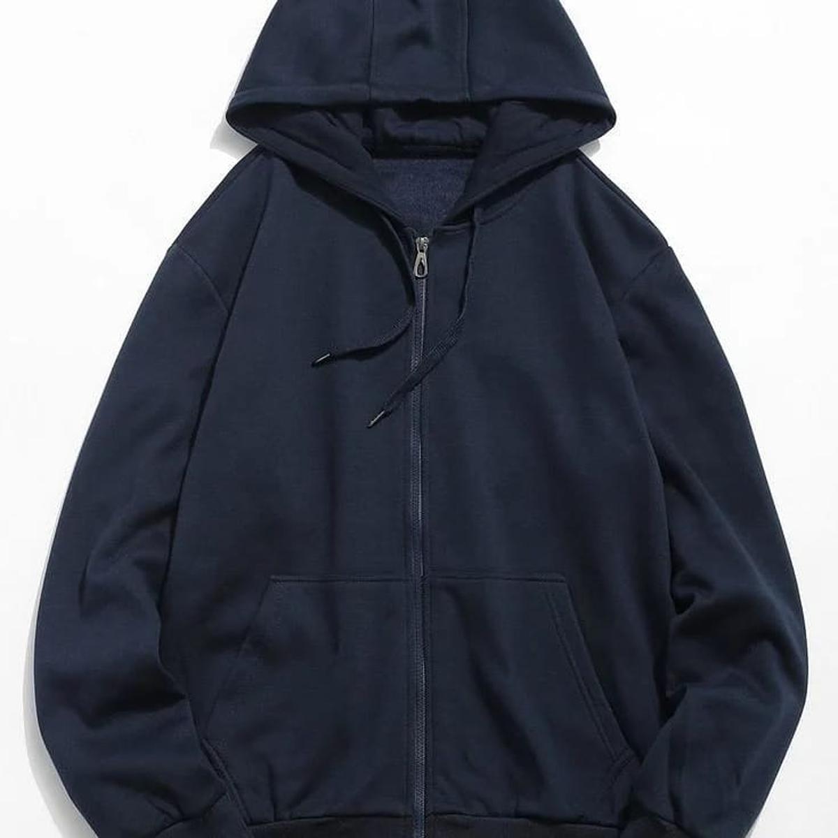 Navy Blue Fleece Full Sleeves Zipper Hoodie For Women - HB INDUSTRIES - Hoodies & Sweatshirts - 