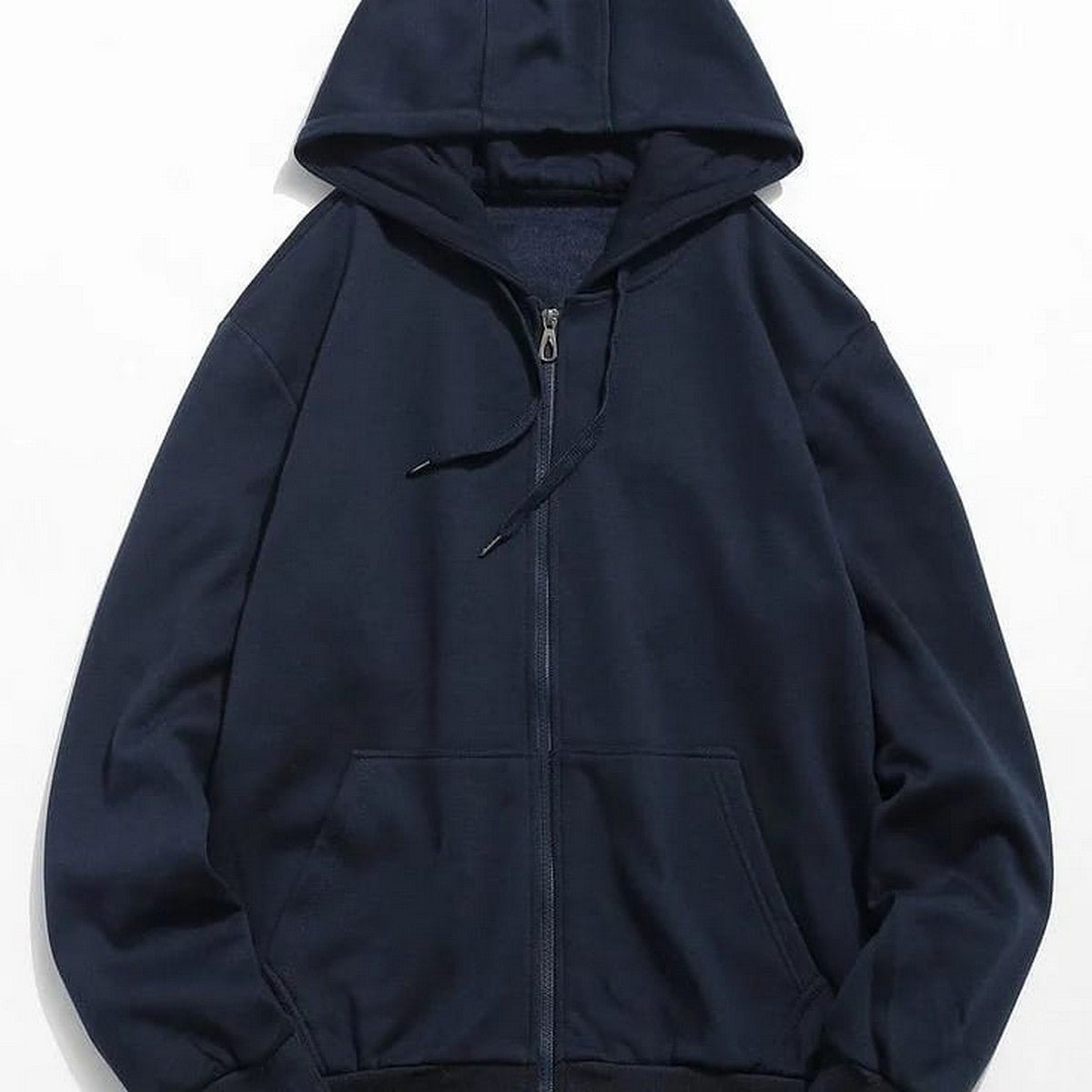 Navy Blue Fleece Full Sleeves Zipper Hoodie For Women - HB INDUSTRIES - Hoodies & Sweatshirts - 