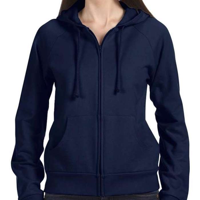 Navy Blue Fleece Zipper Hoodie For womens - HB INDUSTRIES - Hoodies & Sweatshirts - 