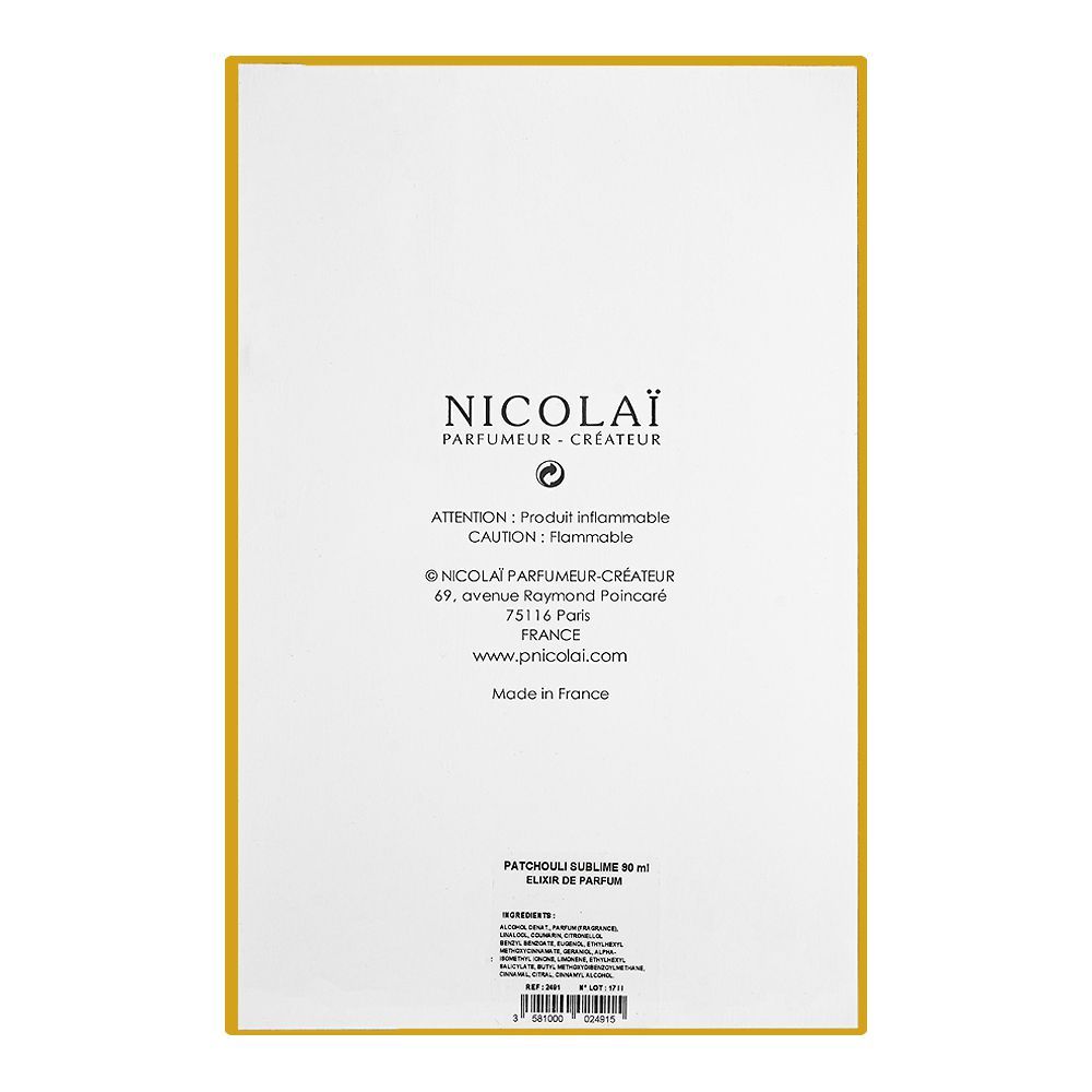 Nicolai Patchouli Sublime, Elixir De Parfum, For Men & Women, 90ml - HB INDUSTRIES - Women Perfumes - 