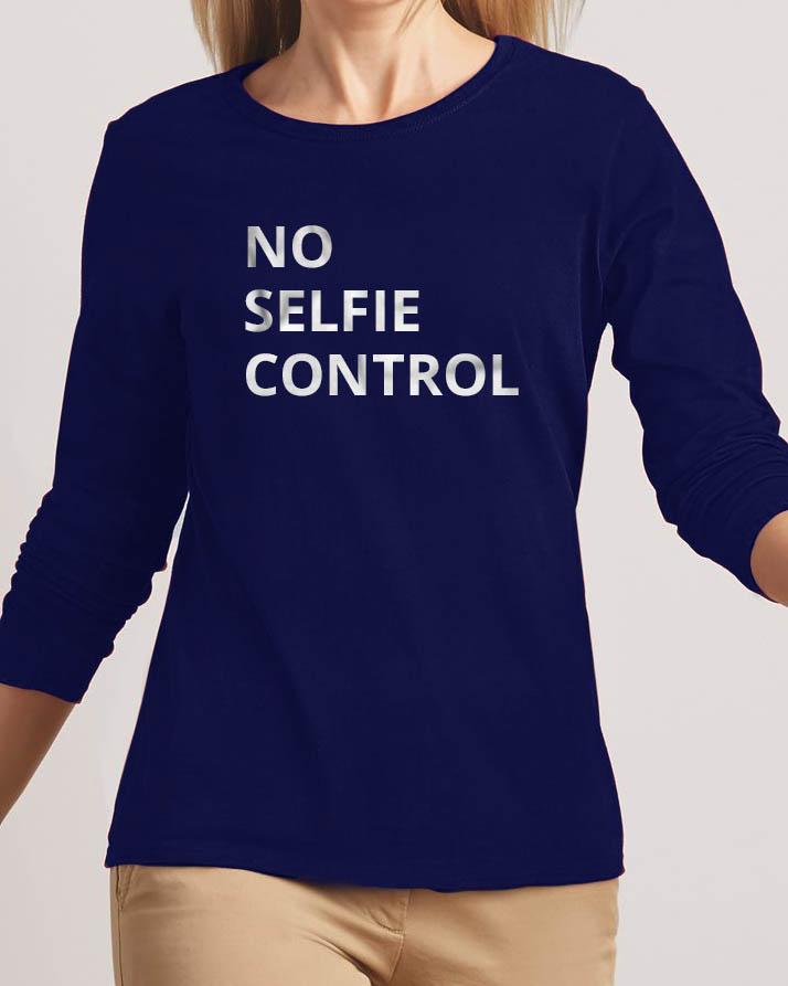 No Selfie Control New Fashion Navy Blue High Graphic Round Neck T - shirt - HB INDUSTRIES - Tops & T - Shirts - 