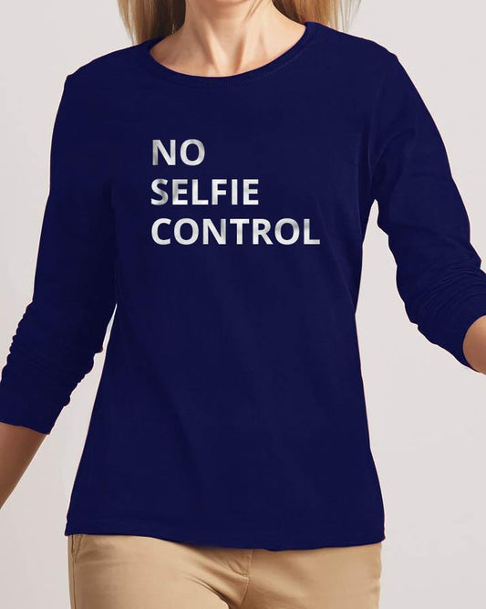 No Selfie Control New Fashion Navy Blue High Graphic Round Neck T - shirt - HB INDUSTRIES - Tops & T - Shirts - 