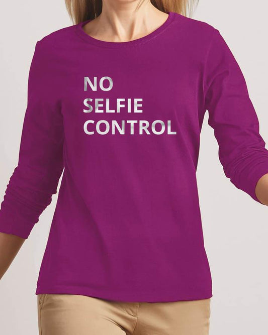 No Selfie Control New Fashion Purple High Graphic Round Neck T - shirt For - HB INDUSTRIES - Tops & T - Shirts - 