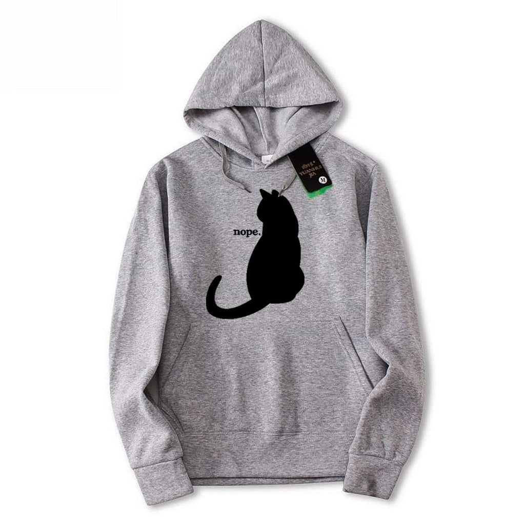 Nope Cat Printed Fleece Full Sleeves Pull Over Hoodie For Women - HB INDUSTRIES - Hoodies & Sweatshirts - 