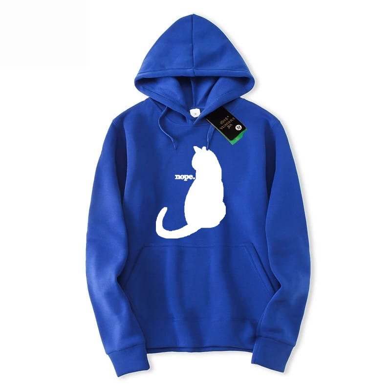 Nope Cat Printed Fleece Full Sleeves Pull Over Hoodie For Women - HB INDUSTRIES - Hoodies & Sweatshirts - 