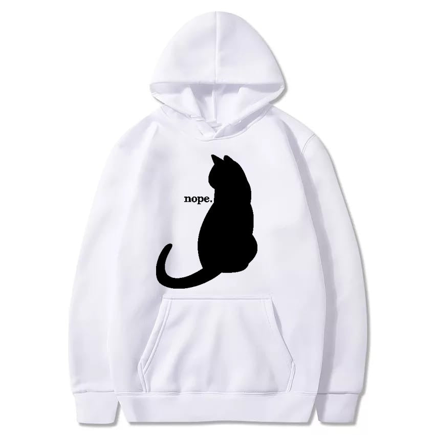Nope Cat Printed Fleece Full Sleeves Pull Over Hoodie For Women - HB INDUSTRIES - Hoodies & Sweatshirts - 