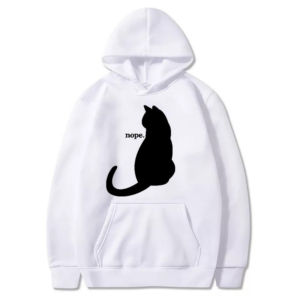Nope Cat Printed Fleece Full Sleeves Pull Over Hoodie For Women - HB INDUSTRIES - Hoodies & Sweatshirts - 