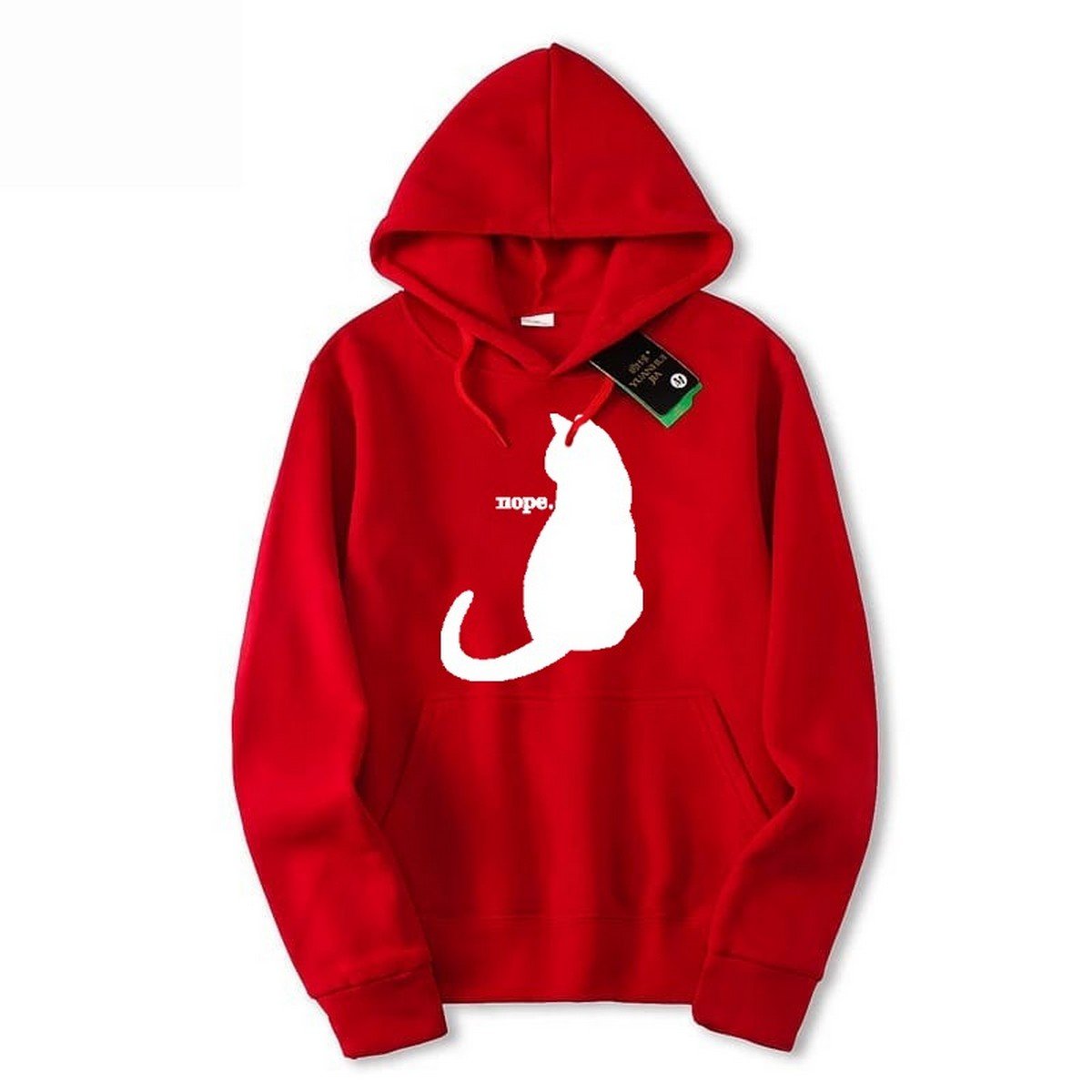 Nope Cat Printed Fleece Full Sleeves Pull Over Hoodie For Women - HB INDUSTRIES - Hoodies & Sweatshirts - 