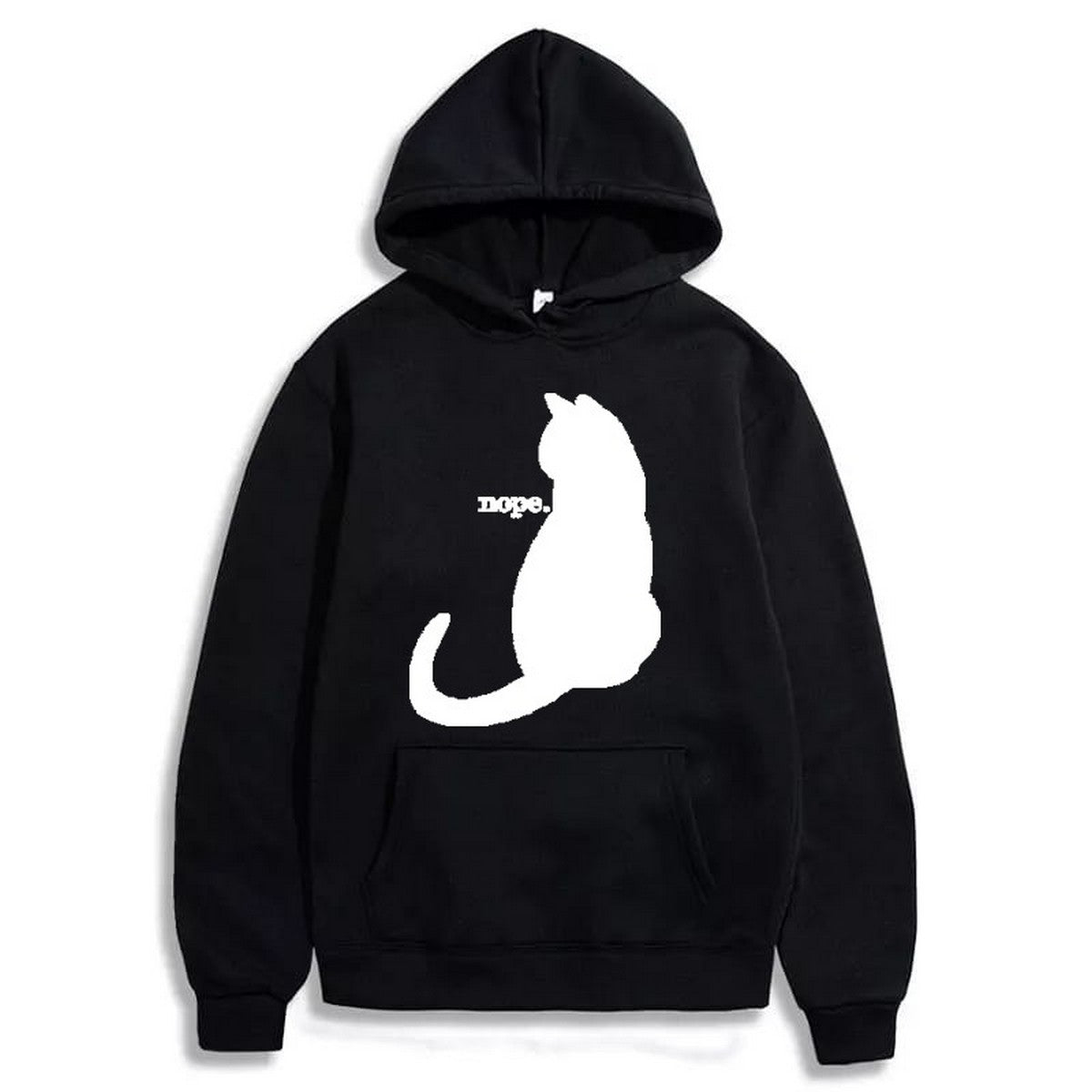 Nope Cat Printed Fleece Full Sleeves Pull Over Hoodie For Women - HB INDUSTRIES - Hoodies & Sweatshirts - 