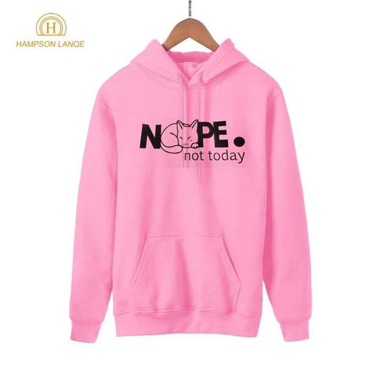 Nope Not Today Printed Fleece Full Sleeves Pull Over Hoodie For Women - HB INDUSTRIES - Hoodies & Sweatshirts - 