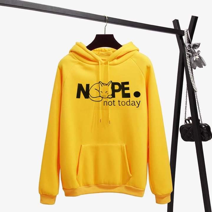 Nope Not Today Printed Fleece Full Sleeves Pull Over Hoodie For Women - HB INDUSTRIES - Hoodies & Sweatshirts - 