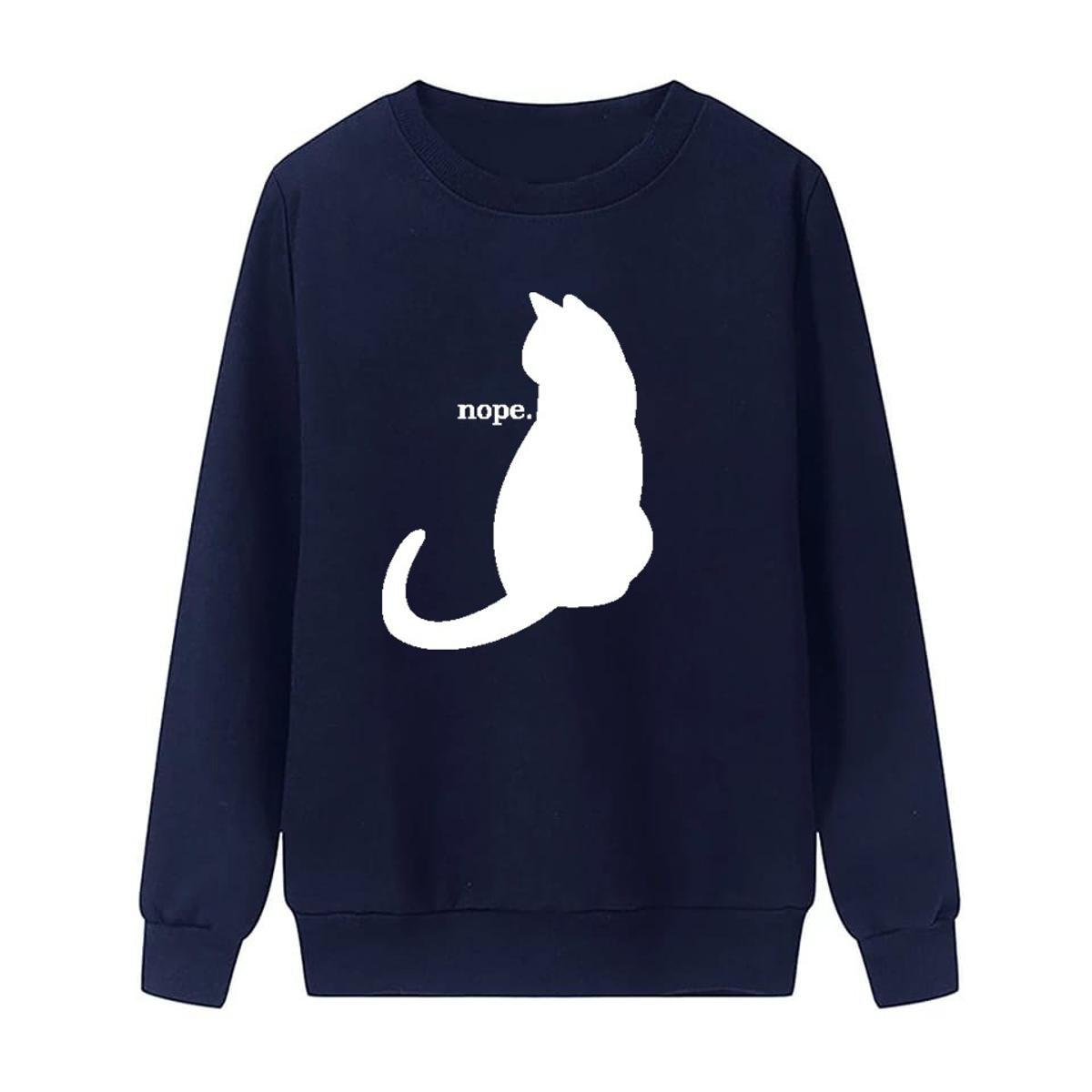 Nope Printed Fleece Full Sleeves Pull Over Sweatshirt For Women - HB INDUSTRIES - Hoodies & Sweatshirts - 