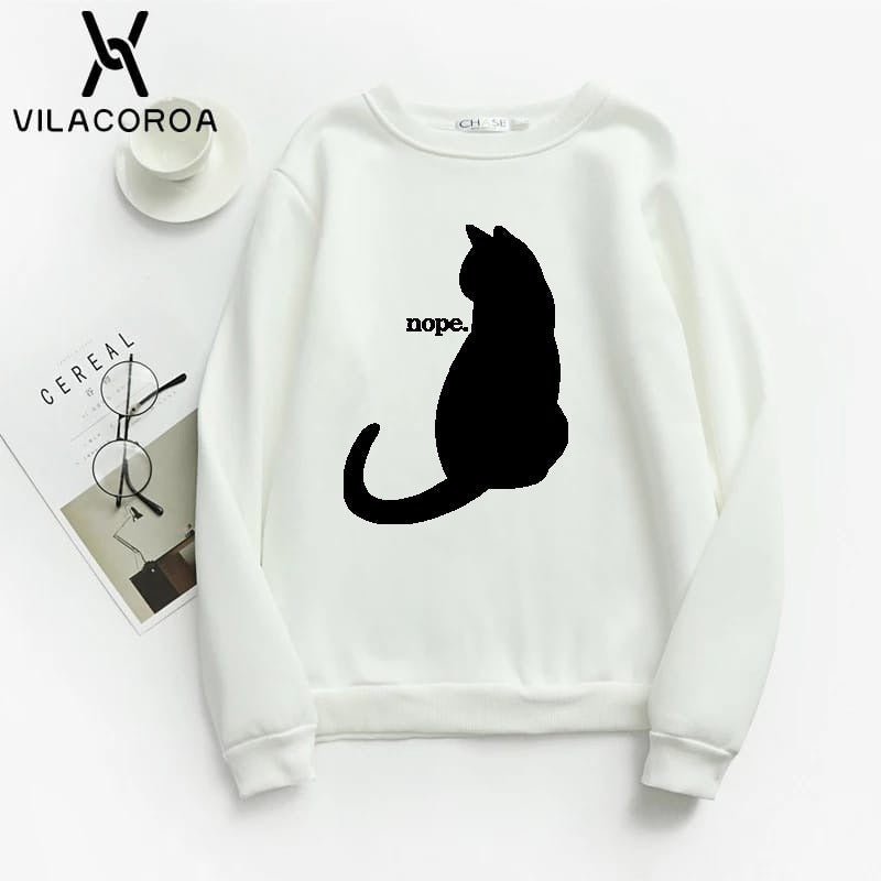 Nope Printed Fleece Full Sleeves Pull Over Sweatshirt For Women - HB INDUSTRIES - Hoodies & Sweatshirts - 