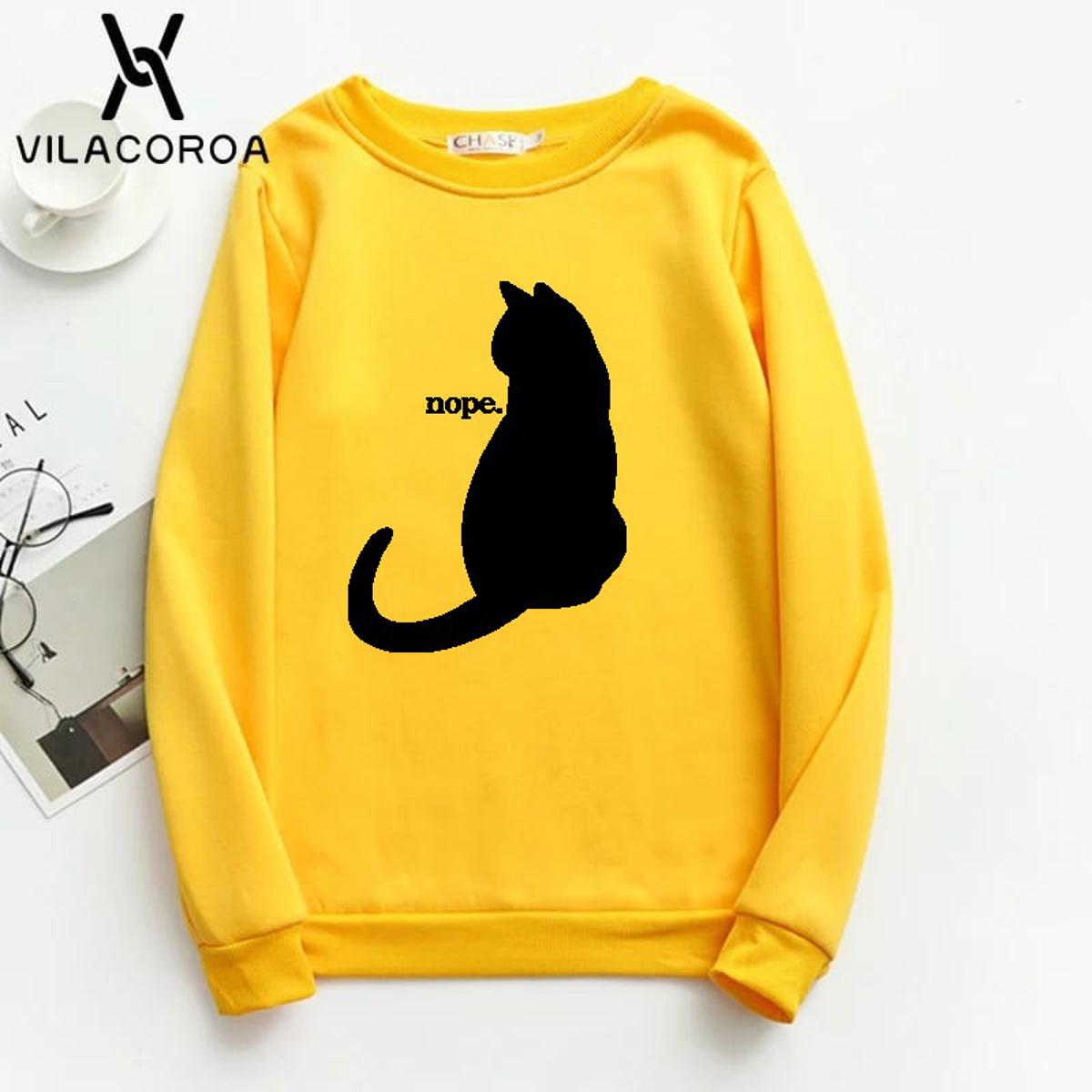 Nope Printed Fleece Full Sleeves Pull Over Sweatshirt For Women - HB INDUSTRIES - Hoodies & Sweatshirts - 